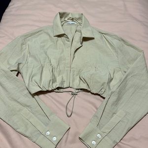 Nude color collared crop top